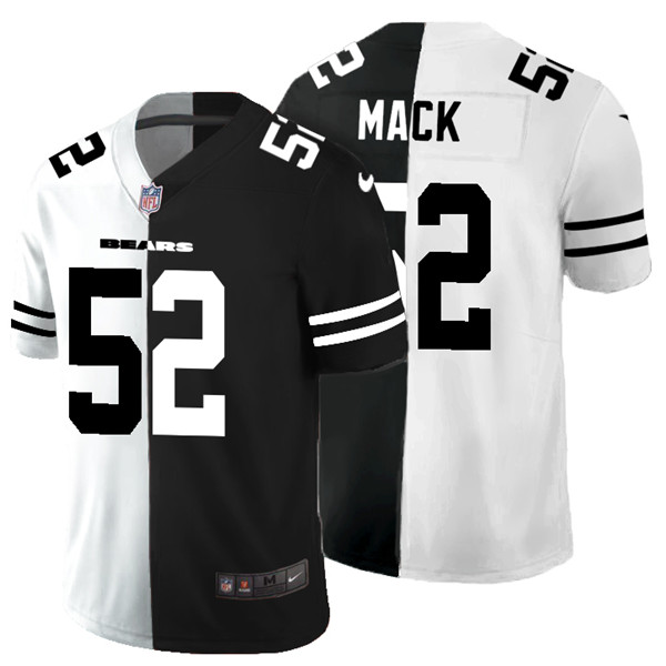 Men's Chicago Bears #52 Khalil Mack Black & White NFL Split Limited Stitched Jersey